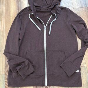Vuori Performance HALO full zip hoodie chocolate brown 2 size Medium